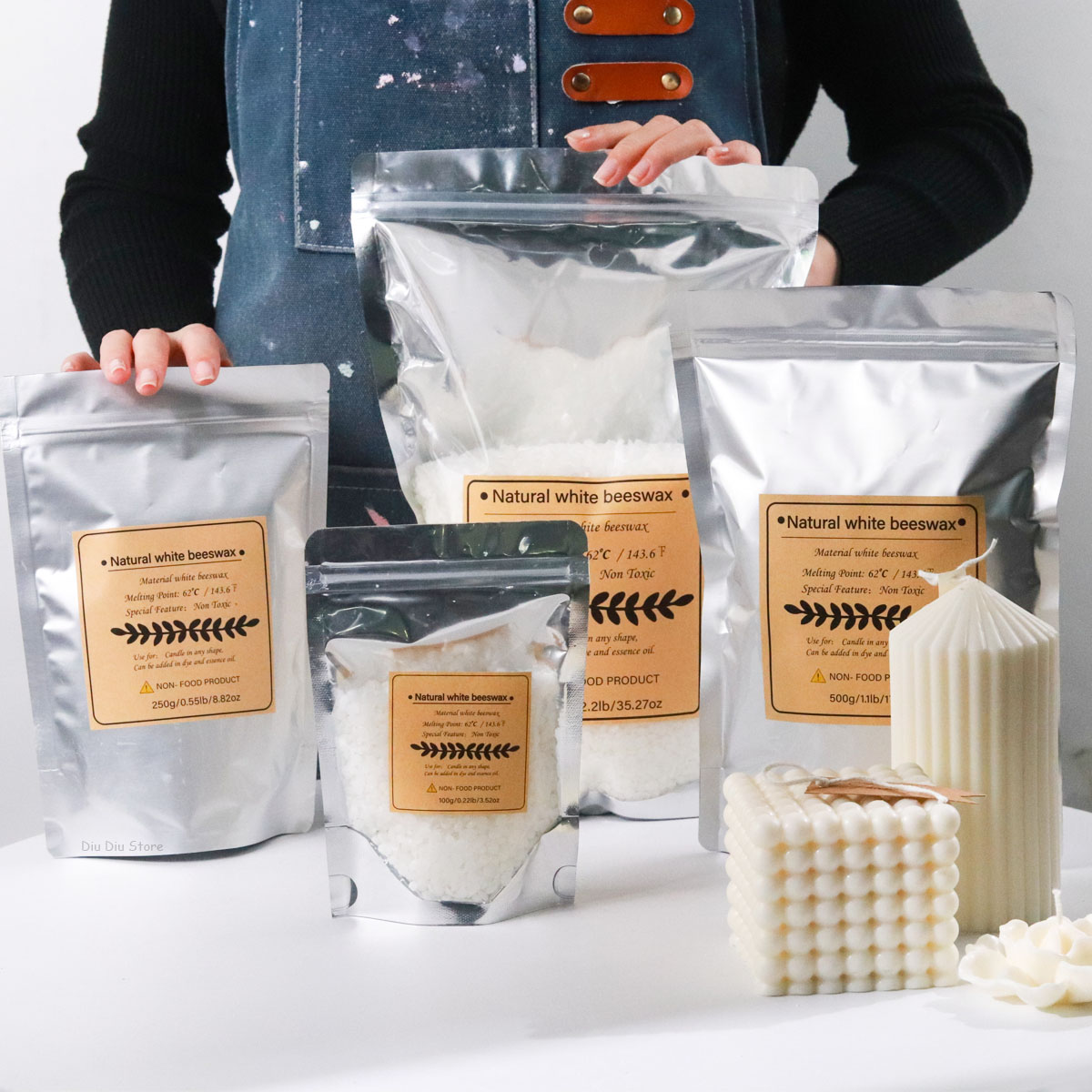 Candle Making Kit Beeswax - Cire d'abeille blanche, bougie parfumée granulaire