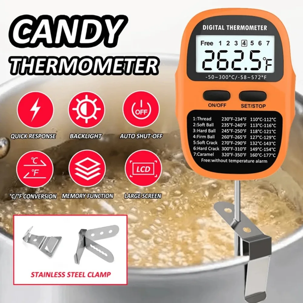 Thermometer Candy Candle - Thermomètre de cuisine numérique, thermomètre à
